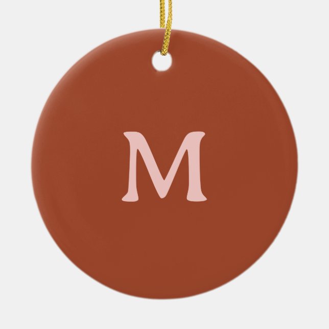 Burnt Orange Custom Monogram  Ceramic Ornament (Front)