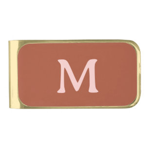 Burnt Orange Custom Monogram  Gold Finish Money Clip