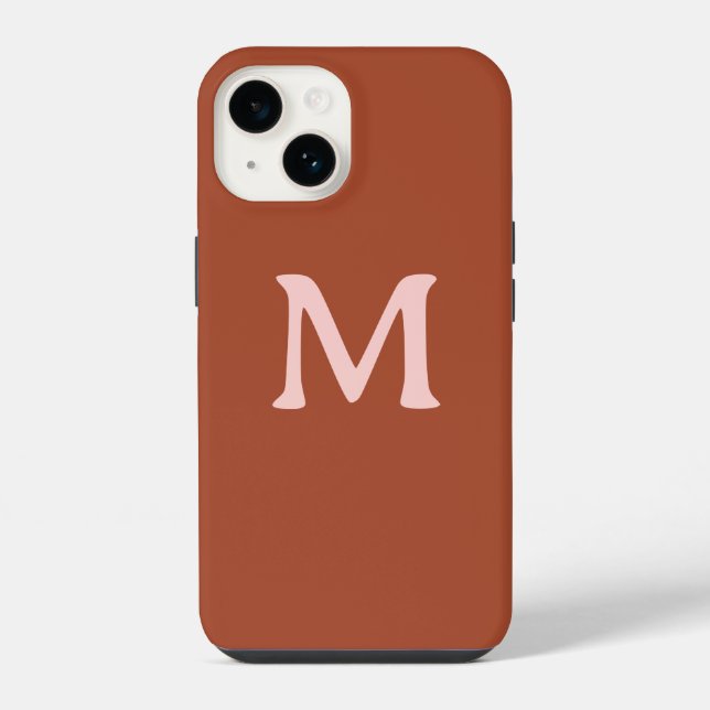 Burnt Orange Custom Monogram  Iphone Case (Back)