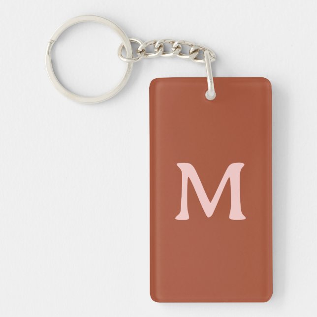 Burnt Orange Custom Monogram  Keychain (Front)