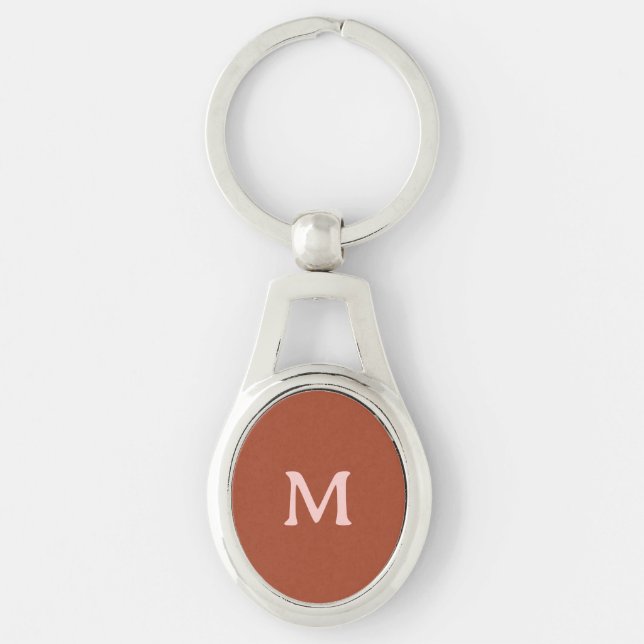Burnt Orange Custom Monogram  Keychain (Front)