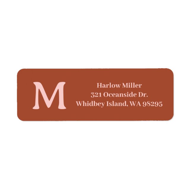 Burnt Orange Custom Monogram  Label (Front)