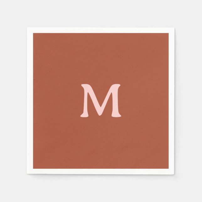 Burnt Orange Custom Monogram  Napkins (Front)