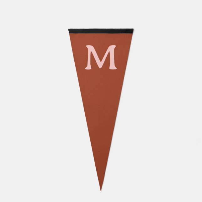 Burnt Orange Custom Monogram  Pennant Flag (Front)