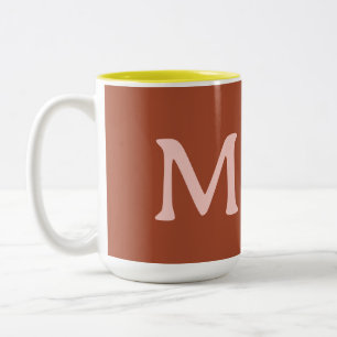Burnt Orange Custom Monogram Two-Tone Coffee Mug