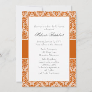 Burnt Orange Damask Bridal Shower Invitation
