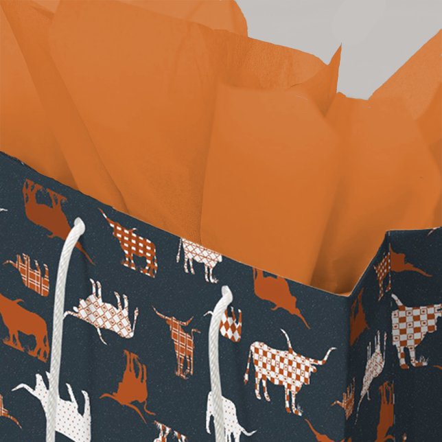 Burnt Orange & Dark Gray Patterned Longhorns Medium Gift Bag (Creator Uploaded)
