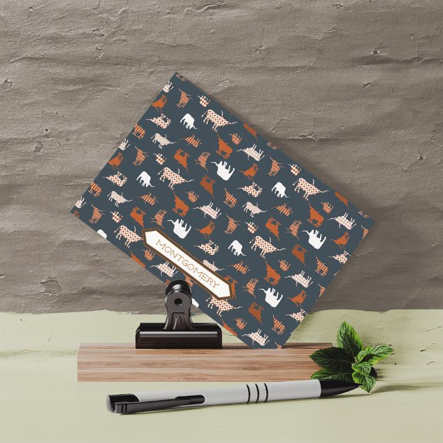 Burnt Orange & Dark Gray Patterned Longhorns Postcard (Creator Uploaded)