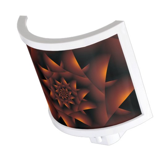 Burnt Orange Dark Spiral Fractal  Night Light (Angled)