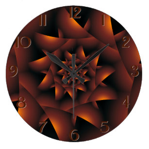 Burnt Orange Wall Clocks Zazzle Burnt Orange Dark Spiral Fractal Wall Clock