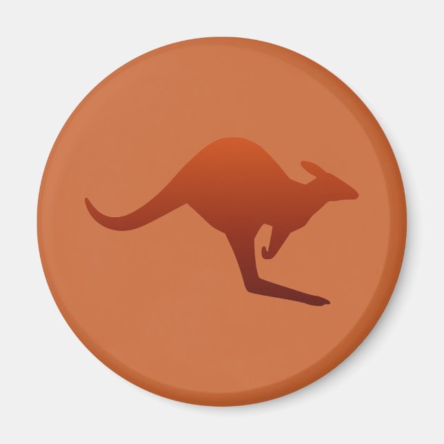 Burnt Orange Desert Gradient Kangaroo Silhouette Magnet (Front)