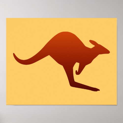 Burnt Orange Desert Gradient Kangaroo Silhouette Poster