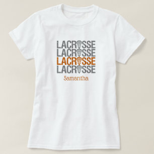 Burnt Orange Distressed Lacrosse Word T-Shirt