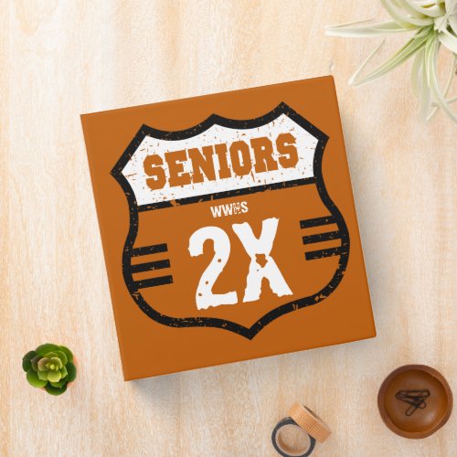 Burnt Orange Distressed Seniors Road Sign 3 Ring Binder