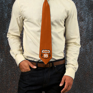 Burnt Orange Distressed Seniors Road Sign Neck Tie