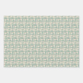 Burnt Orange Dots Floral Green Weave Pattern Wrapping Paper Sheets (Front 3)