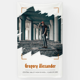 Burnt Orange Edgy Abstract Brushstroke Photo Grad Banner