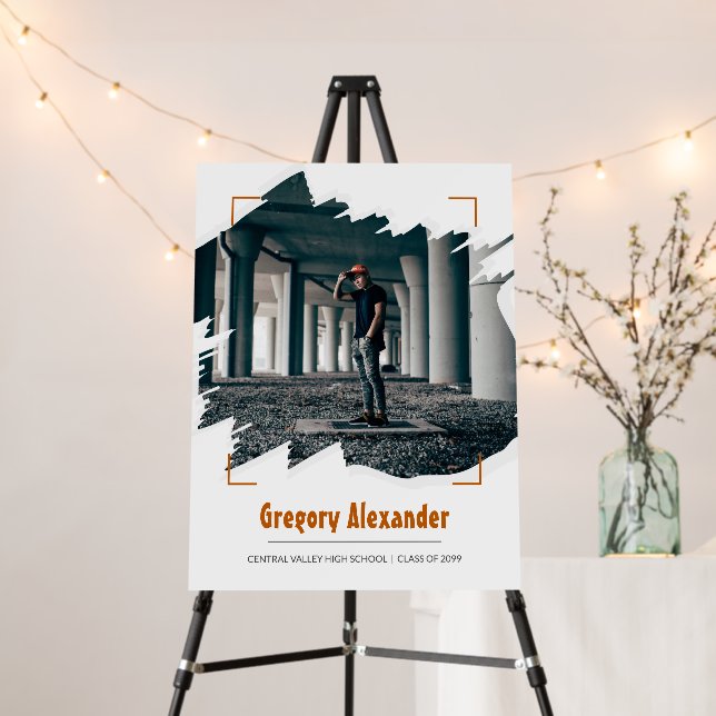 Burnt Orange Edgy Abstract Brushstroke Photo Grad Foam Board (In Situ (Stand))