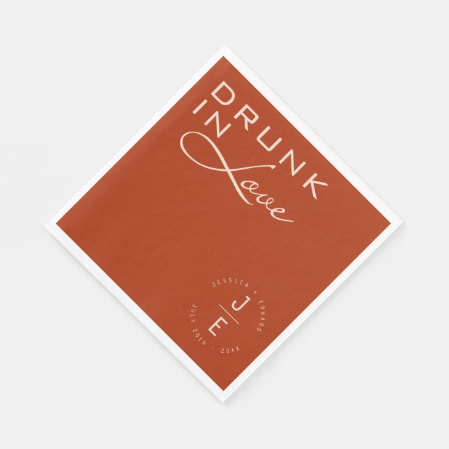 Burnt Orange Elegant Monogram Chic Minimal Script Napkins (Corner)