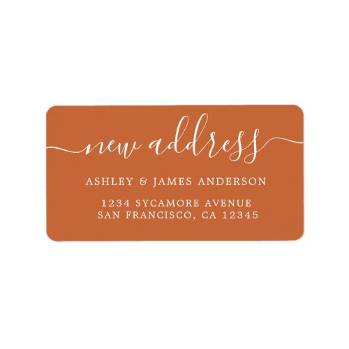 Burnt Orange Elegant Script New Address Label