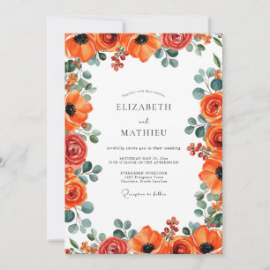 Burnt Orange Elegant Summer Wedding Invitation