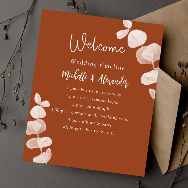 Burnt orange eucalyptus wedding program budget flyer (Creator Uploaded)
