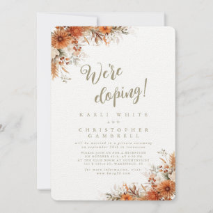 Burnt Orange Fall Bouquet Elopement Reception Invitation