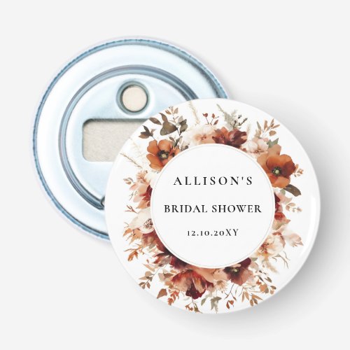 Burnt Orange Fall Bridal Shower Thank You Bottle Opener