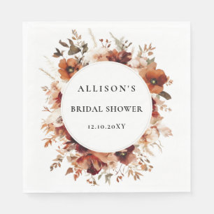 Burnt Orange Fall Bridal Shower Thank You Napkins
