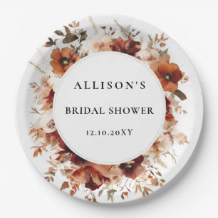 Burnt Orange Fall Bridal Shower Thank You Paper Plates