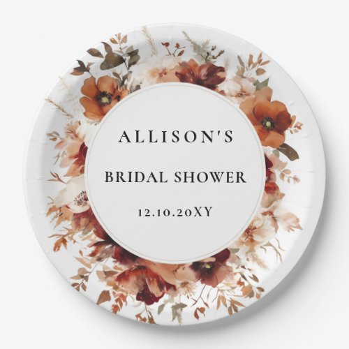 Burnt Orange Fall Bridal Shower Thank You Paper Plates