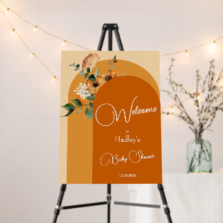 Burnt orange fall floral arch baby shower Welcome Foam Board