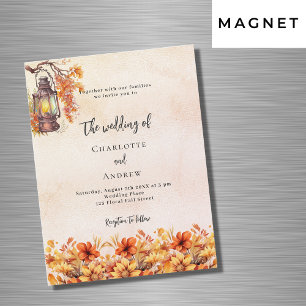 Burnt orange fall florals boho luxury wedding magnetic invitation