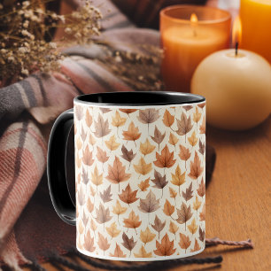 Burnt Orange Fall Leaves Maple Leaf Pattern Autumn Mug