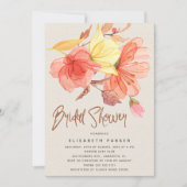 Burnt orange fall watercolor floral bridal shower invitation (Front)
