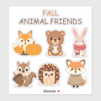 Burnt Orange Fall Woodland Animal Sticker Sheet