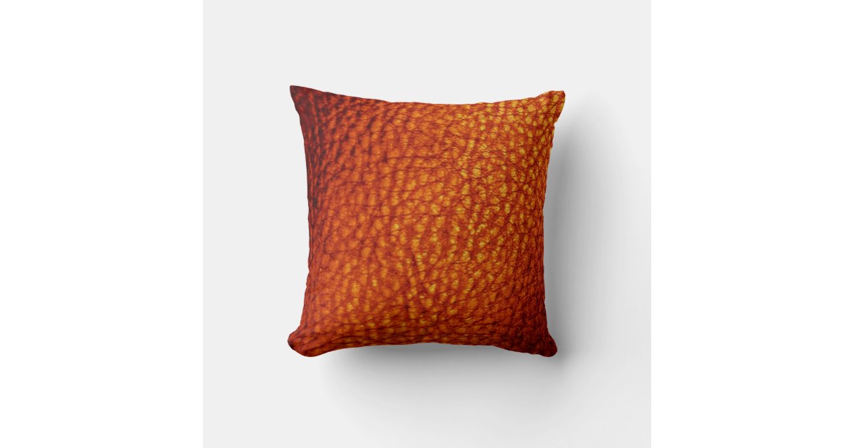 Burnt Orange Faux Leather Throw Pillow Zazzle