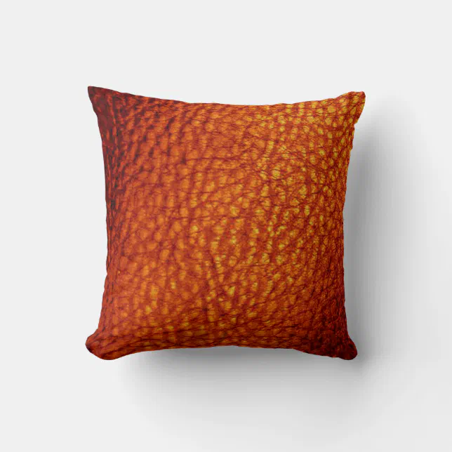 Burnt Orange Faux Leather Throw Pillow Zazzle