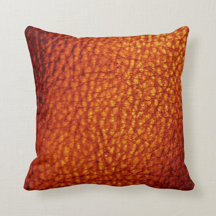 Burnt Orange Faux Leather Throw Pillow