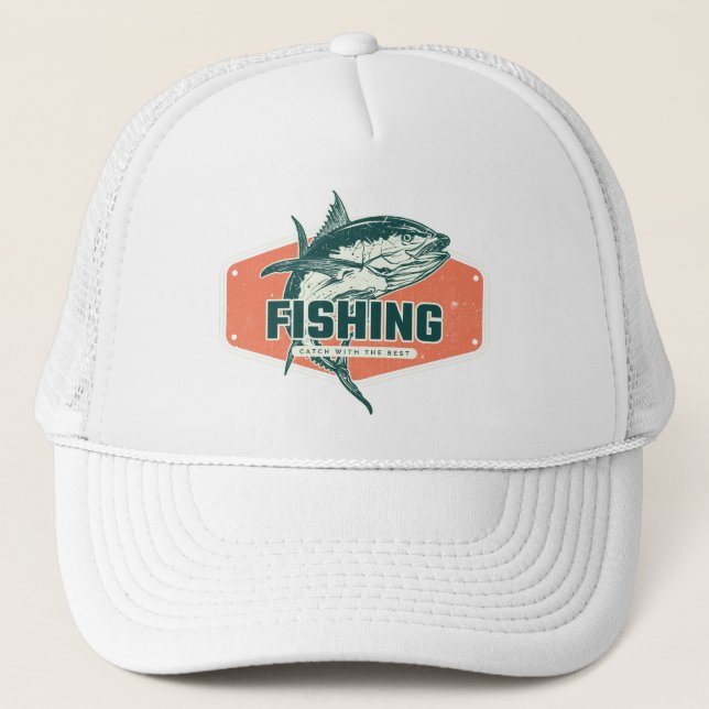 Burnt orange Fishing plaque  Trucker Hat (Front)