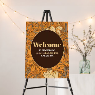 Burnt Orange Floral Art Nouveau Wedding Foam Board