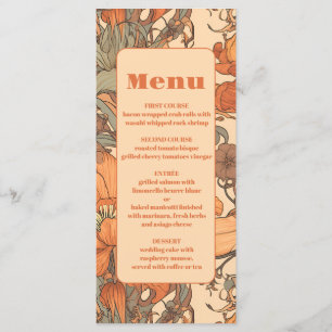 Burnt Orange Floral Art Nouveau Wedding Menu