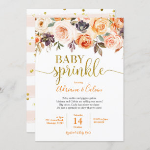 Burnt Orange Floral Baby Sprinkle Shower Invitatio Invitation