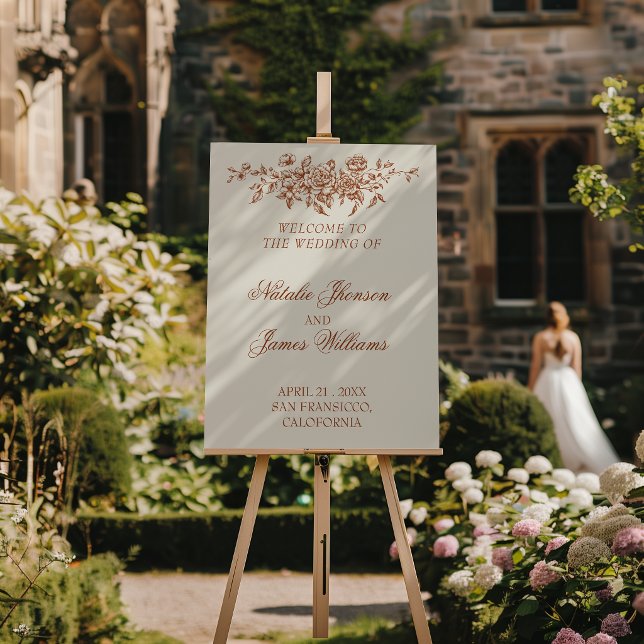 Burnt Orange Floral Boho Rust Wedding Welcome Sign (Creator Uploaded)