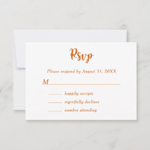 Burnt Orange Floral Botanical Wedding Couple Name RSVP Card
