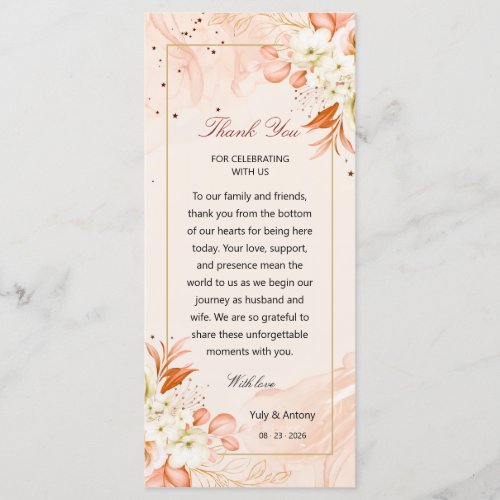 Burnt Orange Floral Celestial Table Thank You Card