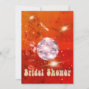 Burnt Orange Floral Disco Ball Bridal Shower Invitation