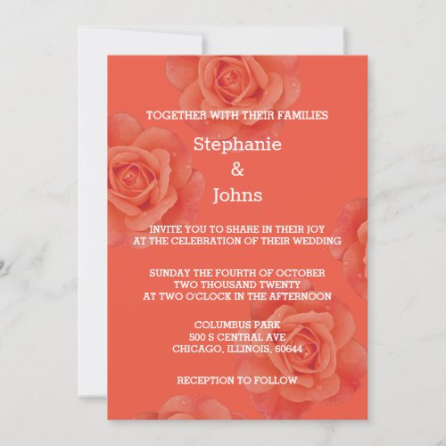 Burnt Orange Floral Rustic Elegant Boho Wedding Invitation