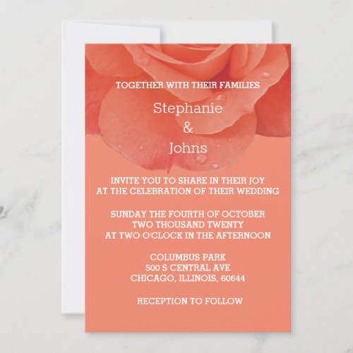 Burnt Orange Floral Terracotta Rustic Fall Wedding Invitation