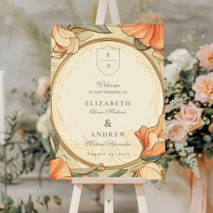 Burnt Orange Floral wedding Foam Board